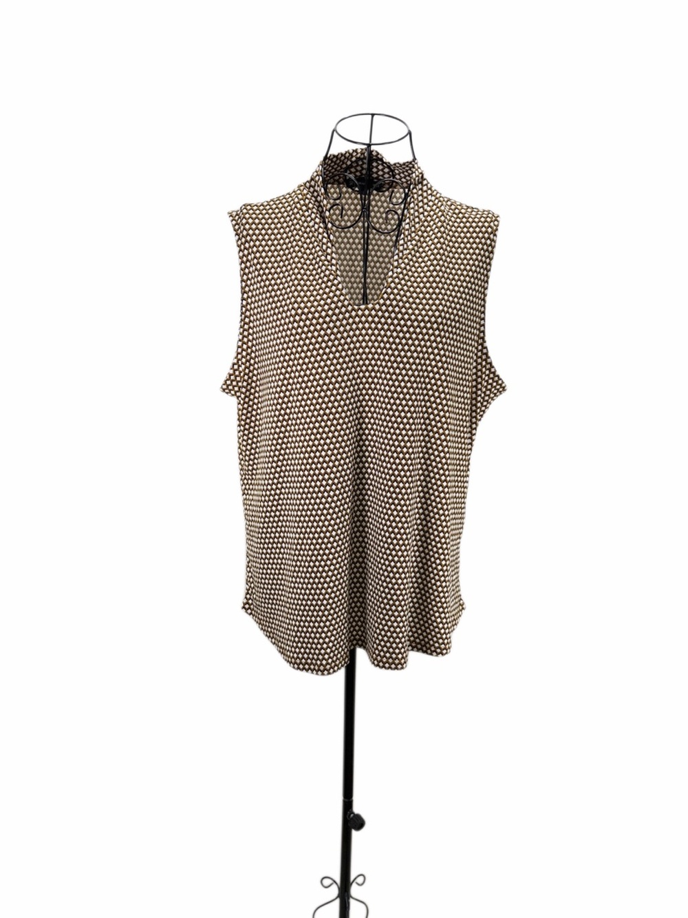 Adrianna Papell XL Geometric Mock Neck Sleeveless Blouse